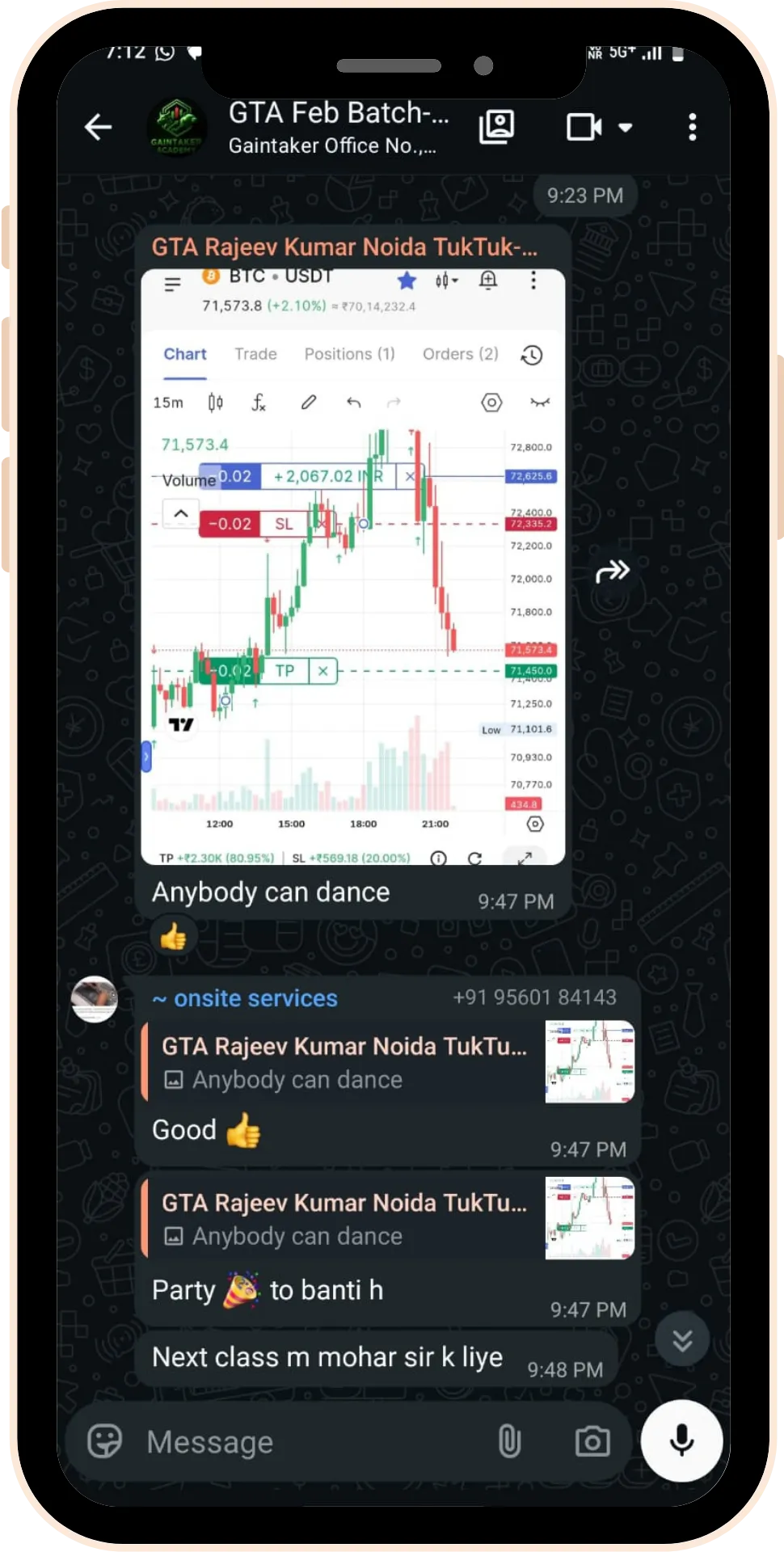 Student Review 14 Student success story screenshot from stock market coaching institute