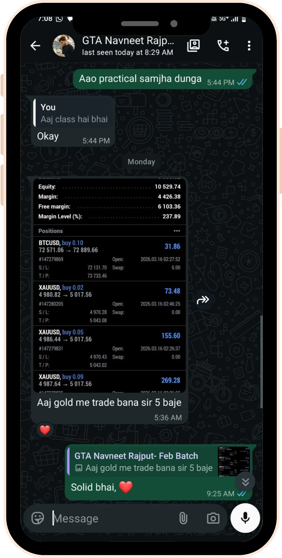 Student Review 16 Gaintaker Academy student testimonial image for stock market education